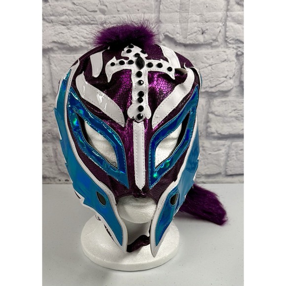 WWE Rey Mysterio Authentic purple blue Wrestling Mask luchador EXCELLENT!